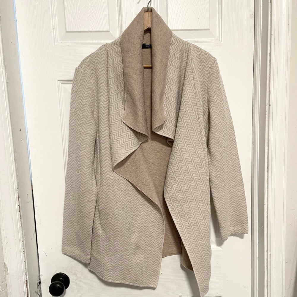 For Cynthia 50% wool blend open front tan cardigan sweater Sz large